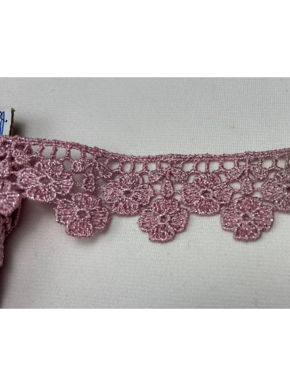 Metallic Mauve Floral Lace Trim 1.25
